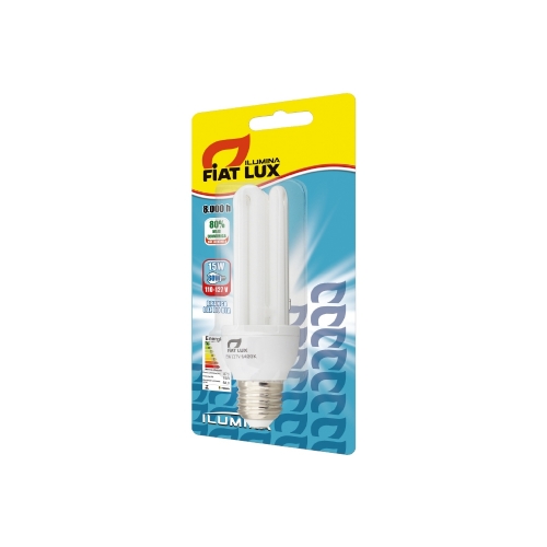 LÂMPADA FIAT LUX FLUORESCENTE 3U 15W 127V - CAIXA COM 50 UNIDADES